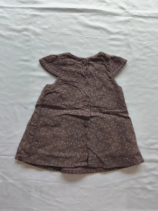 Grain de Blé 3-month taupe dress with floral print and ruffles – photo 3